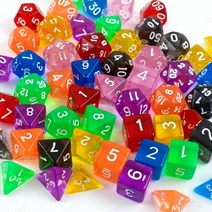 다면 주사위 7개 세트 놀이 학습 역할 숫자 다면체 멀티 게임 다이스 보드 교구 육각, C_노랑