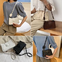 뱀피사각숄더백 가죽 사각 미니 버튼 숄더백