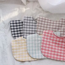 은화 체크 요루턱받이 원단 중 바이오 실리콘턱받이 베넷저고리 용 배냇가운 방수턱받이, 누리겟쿠팡 본상품선택