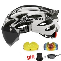 사이클링 헬멧 가벼운 도로 mtb 산악 자전거 자전거 led 헬멧 54-62cm 남성 여성 visored 자전거 헬멧 casco accesorios, 블랙 화이트 3 렌즈