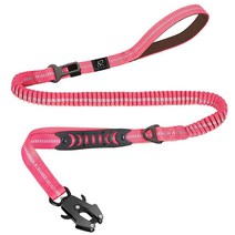 Raipult Tactical Strong 번지 강아지 목줄 교통 및 패딩 처리된 손잡이가 있는 핑크 충격 흡수 개 목줄 군용 K9 작업 리드 자동차 안전벨트 포함 최대 6, Hot Pink