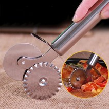 피자삽 화덕피자삽 피자용품 스테인레스 스틸 피자 나이프 더블 휠 호브 커터 주방 반죽 파스타 페이스트, 한개옵션0