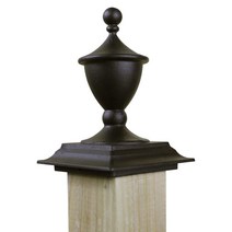 Qualarc FIN-S5-BZ 장식용 녹 방지 캐스트 알루미늄 데크 포스트 캡 단지 10.16cm x 10.24cm 브론즈 476643