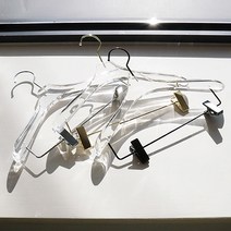 지엔디스플레이 옷가게 논슬립 아이디어 골드 라운드 투명 아크릴옷걸이 고급 앤틱 정장 양복 실리콘코팅 치마 바지집게 옷걸이, 1개, 05. 정장 한벌걸이 - 골드고리 (낱개)
