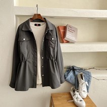 마롱패션 허리 라인 건빵 점퍼 사파리 야상 베이지