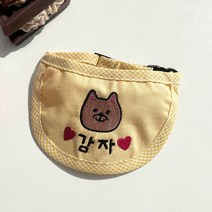 강아지 고양이 심플 라운드 자수 네이밍 이름 커스텀 스카프 케이프 중형견 대형견, 옐로우(컬러)