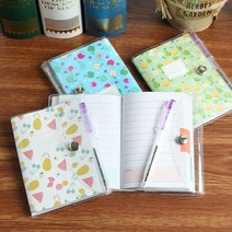 과일 파티 볼펜 수첩 5p세트/휴대용 메모장 미니수첩, 단품