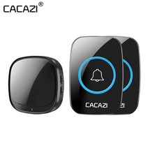 무선 차임벨 초인종 cacazi 110db 60 차임 5 레벨 300m 범위 도어 호출, 2 버튼 1 수신기