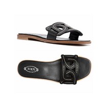 tods [명품]토즈 23SS 카테나 스티치 체인 스트랩 플랫 샌들 블랙 X..