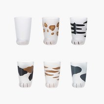 아데리아 코코네코 냥이 집사 고양이발 홈카페 유리컵 엄마고양이 6종 300ml, 무지