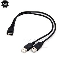1pcs USB 2.0 유형 남성 2 더블 듀얼 여성 Y-분배기 연장 케이블 허브 최신 블랙, 01 Black