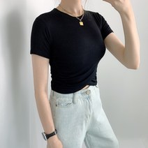 셀리온 여성 쫄티 크롭티 여자 반팔티 부들부들티 면티 무지