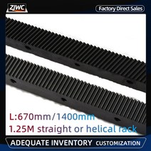 랙기어 1.25 Mod 헬리컬/스트레이트 톱니 랙 1400mm 670mm 헬리컬 기어 CNC 기계 용 1.25MOD 금속 강철 피니언 세트에 적합, [02] right helical 670mm, [02] 5pcs 1.25m rack