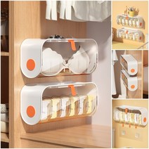 수납함 양말 속옷 칸막이 벽걸이 수납장 장롱 정리 투명 케이스 칸마기 무타공, 다용도 투명 수납함