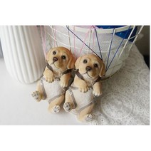 낙하산 강아지 미니어처 인테리어소품 레스토랑소품, 블루