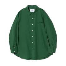 VTWO 오버사이즈 로고 린넨 셔츠_그린