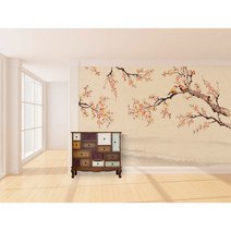 동양화벽지 전통벽지 매화벽지 200414, 풀벽지/ 가로200cm*세로230cm