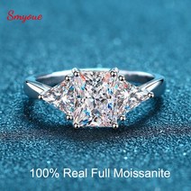 Smyoue Radiant Cut 3ct 전체 Moissante 여성용 결혼 반지 Lab Grown Diamond 약속 밴드 도금 백금 GRA