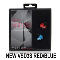 귀 안아픈 VSONIC-신제품 VSD3S HIFI 인이어 이어폰 다이나믹 드라이버 이어버드 스포츠 헤드셋 팝 보컬, 01 NEWVSD3S RedBlue