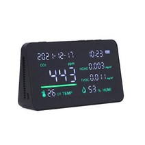 공기질 이산화탄소 측정기 다기능 5in1 CO2 미터 디지털 온도 습도 시험기 이산화탄소 TVOC HCHO 감지기 대, 한개옵션1, 02 Black