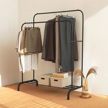 심플 2단행거 다용도 선반 수납 모던 인테리어 디자인 옷걸이 행거, 블랙대형