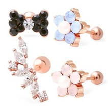 브이와이 VY 여자 마르퀴즈 바벨형 리본 큐빅플라워 피어싱