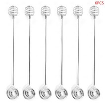 6pcs 스테인레스 스틸 꿀 꿀 디퍼 스틱 서버 우유 시럽 냄비에 대한 저어 막대, 은