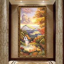 금빛으로 물든 가을 풍경화 대형 보석십자수 세로형 비즈 큐빅 페인팅 공예 아트 취미, 110X220cm