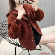 코트 스웨터 코트 여성용 카디건 봄과 가을 후드 탑