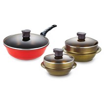옥샘쿡 저수분 조리기 만능 가마솥 3종 가마솥 18cm 22cm 웍팬 28cm, 3종 세트