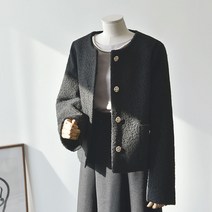 부클 노카라 라운드 숏자켓 빅사이즈