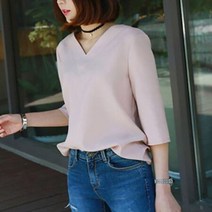 오노마 오노마 ONM 쿨샵 여성 브이넥 7부 블라우스 간절기 오피스룩 (8187399)