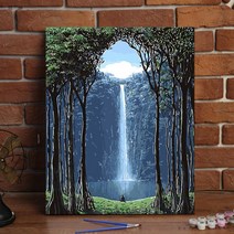 숲속 폭포 팝아트 명화 유화그리기 오일파스텔 DIY 세트, 40X50CM