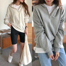 떡뽁이 아노락 스타일 덤블 양털 후드 루즈핏 박시핏 맨투맨 티셔츠
