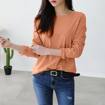 데일리앤 달스 여성 무지 기본 면 긴팔 티셔츠