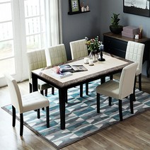 베스트리빙 데미안 에코 6인 대리석 식탁세트/의자6개, 투톤/베이지의자