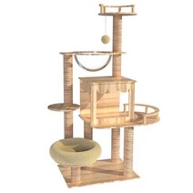 캣 선반 고양이 놀이대 점프 타워 쉼터 놀이터 등반, 삼체  플랫폼 + 더블 스페이스 캡슐