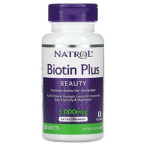 Natrol Biotin Plus Extra Strength 5000 mcg 60 Tablets