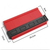 5/6/10IN 윤곽 게이지 복제기 다기능 플라스틱 목공 측정 불규칙한 PROFILER 마커 절단, 10 inch Red