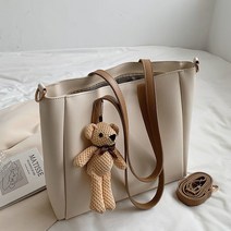 YAPOGI 패션 쇼퍼백 가죽 숄더백 숄더백 크로스백+ 액세서리