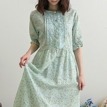 내추럴가든 미니꽃 레이스 린넨 원피스
