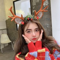 사슴뿔 헤어밴드 크리스마스 머리띠 인생네컷 촬영 소품 머리 장식 파티, B