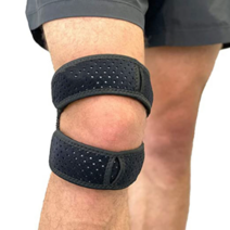 킹바른 무릎 보호대 스포츠용 등산용 실리콘내장 고급형, 블랙 한쌍(2개)