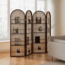 인테리어파티션 책 잡지 꽂이 카페 우드 가벽 병풍, 4페이지(라이트 럭셔리 블랙)