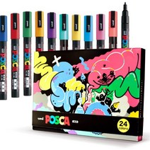 uni posca 유니 포스카 수성 마카 미쯔비시 포스카펜 PC-3M 24색 세트, PC-3M 미세포인트 라운드 리드
