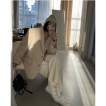 여성 온앤온 오버핏 울 코트 자켓 누빔 베이직 데일리룩 오오티디