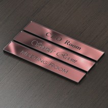 카시드 RO-PW180 로마크 메탈아크릴 금속 황동 스텐 로즈골드 표찰 표지판 표시판 도어싸인 팻말 명판 룸표시 방이름 부서명 부서이름 사무실 병원 교회 군부대, 로즈골드(적동헤어라인)