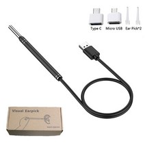 내시경귀이개 스마트 비주얼 귀 청소기 스틱 내시경 Earpick 카메라 Otoscope 왁스 리무버 피커 귀지 제거 도구, [02] Black