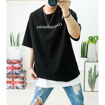 분또 트임 레터링 오버핏 박스반팔티 빅사이즈티셔츠
