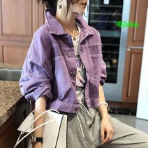 컴라이프 우먼 숏재킷 데님코트 청재킷 빅사이즈, 보라